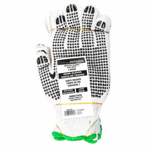 Gloves Knitted Pvc Dots Green (l)