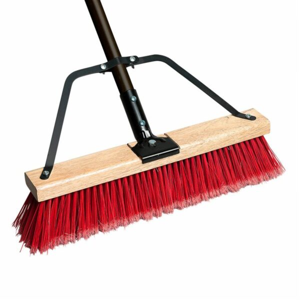 Push Broom 18in With Brace & Handle (red Soft / Black Coarse)