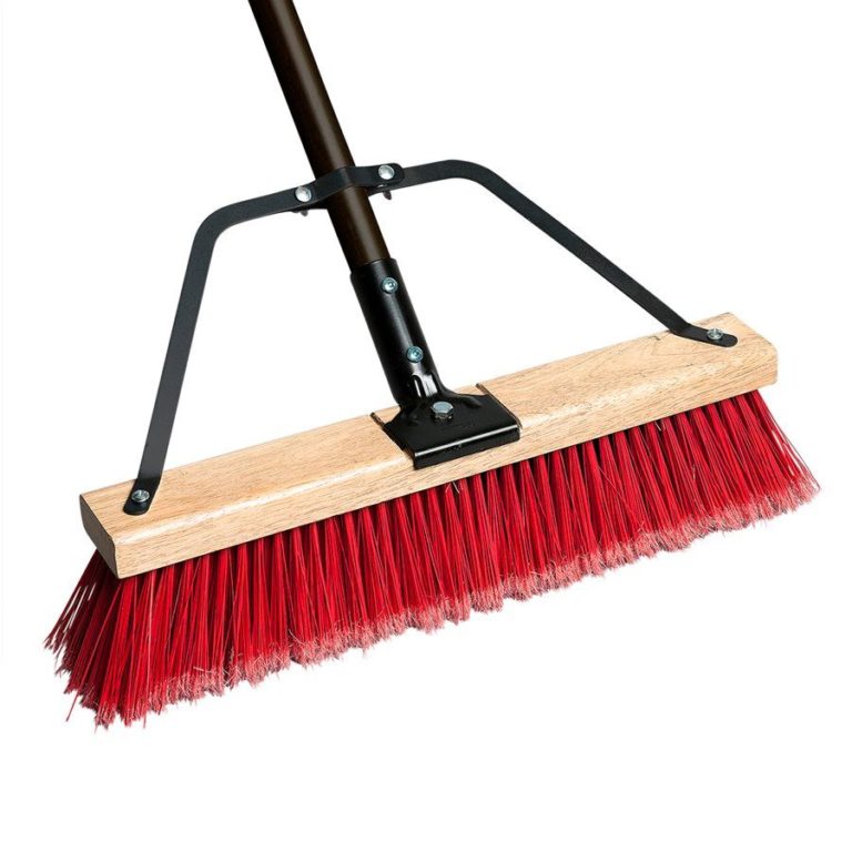 Push Broom 24in With Brace & Handle (red Soft / Black Coarse)