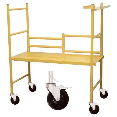 Circle Brand 4' Mini Mobile Scaffold w/ Planks & Tray 500 lb Rated w/ 5" Casters