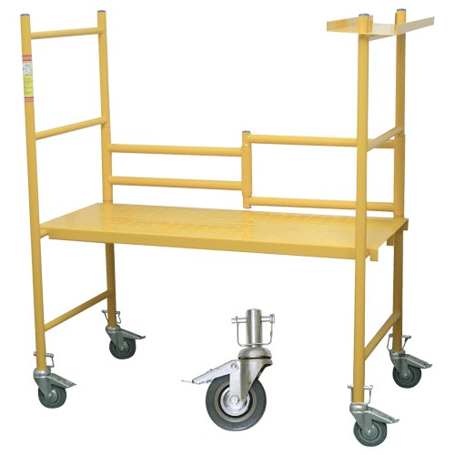 Circle Brand 4' Mini Mobile Scaffold w/Planks & Tray  500 lb Rated w/ 4" Casters