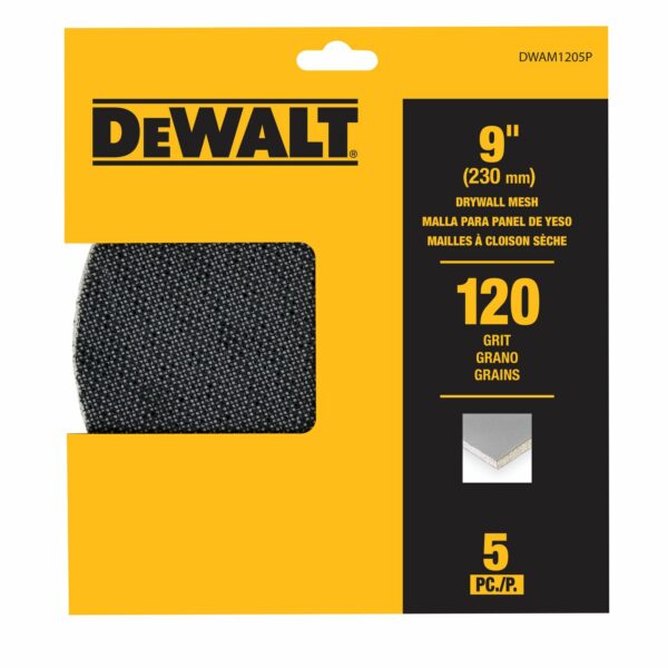 DEWALT 9" 120G Mesh Drywall Sandpaper Discs 5Pk-DWAM1205P_P1