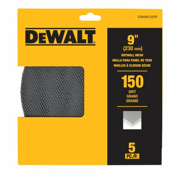 DEWALT 9" 150G Mesh Drywall Sandpaper Discs 5Pk-DWAM1505P_P1