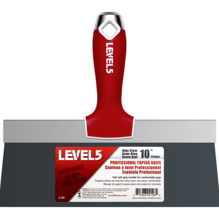 Level 5 10" Blue Steel Taping Knife w/ Soft Grip Handle