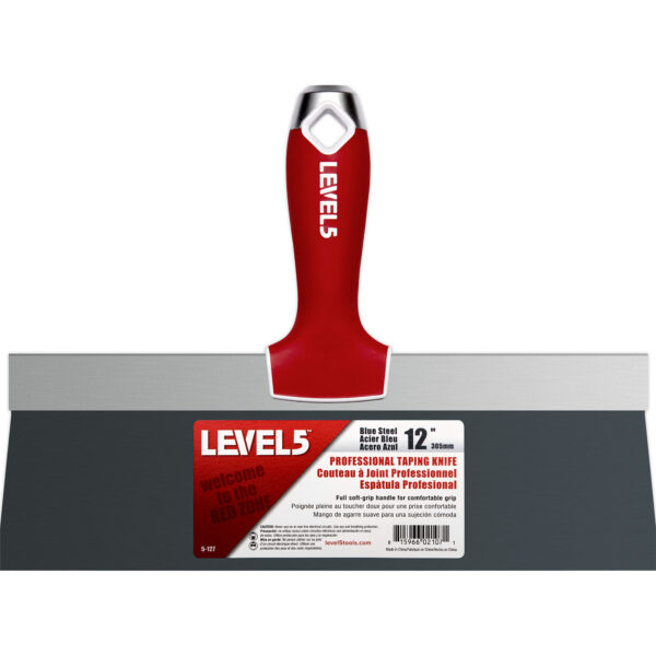Level 5 12" Blue Steel Taping Knife w/ Soft Grip Handle