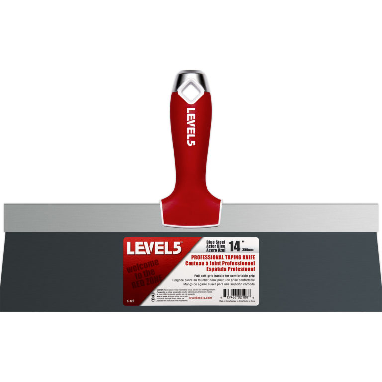 Level 5 14" Blue Steel Taping Knife w/ Soft Grip Handle