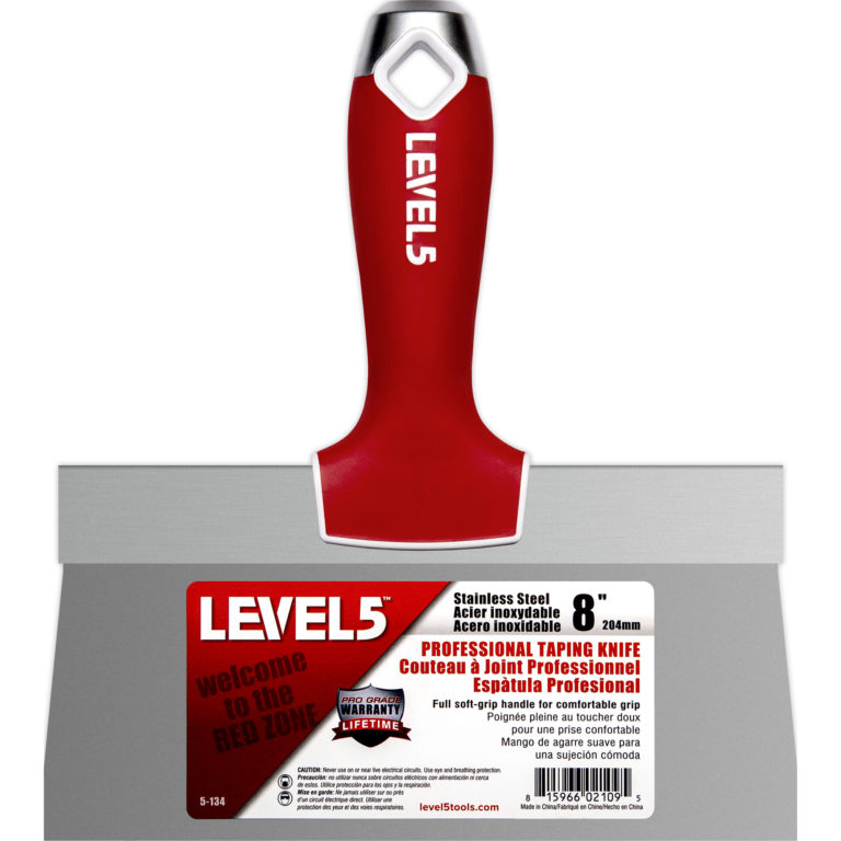 Level 5 8" Stainless Steel Taping Knife w/ Soft Grip Handle