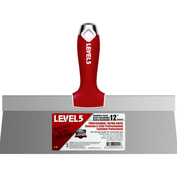 Level 5 12" Stainless Steel Taping Knife w/ Soft Grip Handle