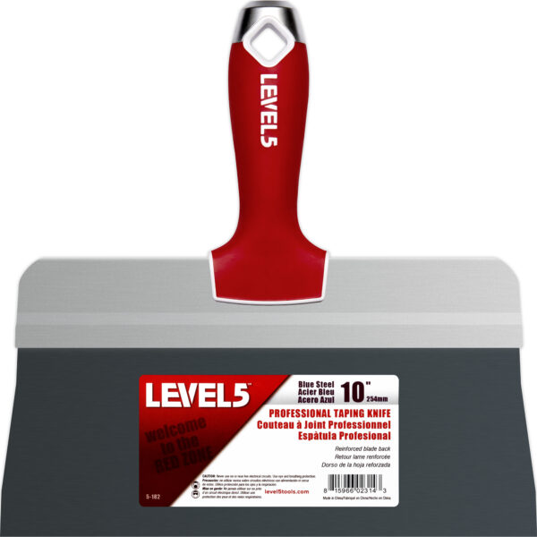 Level 5 10" Blue Steel Big Back Taping Knife - Soft Grip Handle