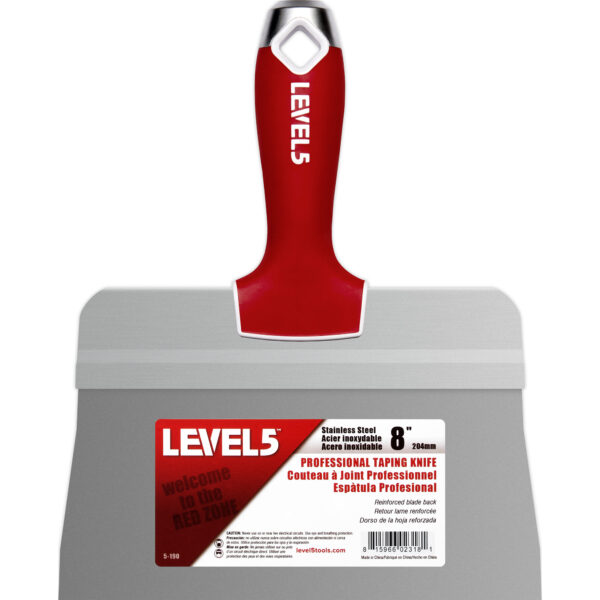 Level 5 8" Stainless Steel Big Back Taping Knife - Soft Grip Handle
