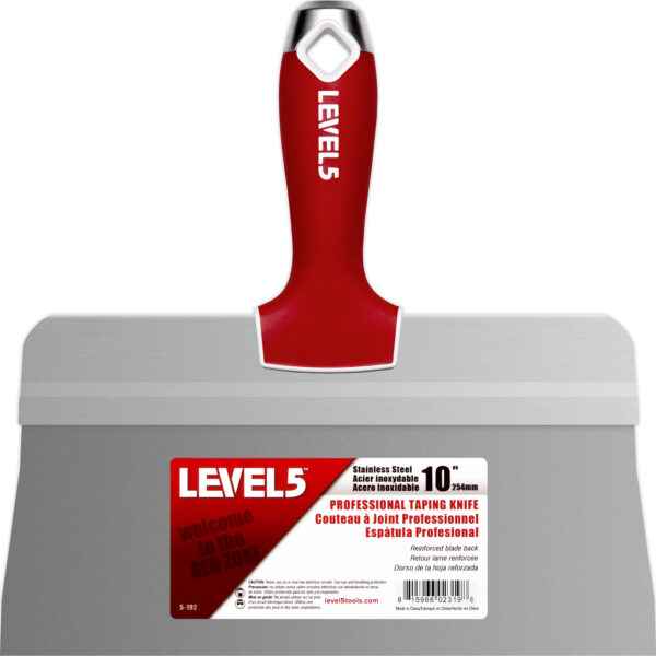 Level 5 10" Stainless Steel Big Back Taping Knife - Soft Grip Handle