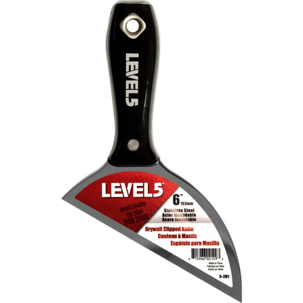 Level 5 6" Clipped Drywall Joint Knife w/ Nylon Handle - Stainless Steel