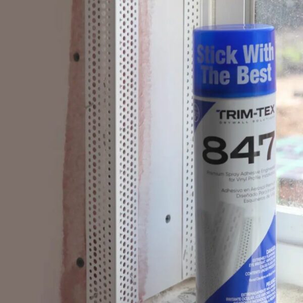 Trim-Tex 847 Spray Adhesive Applied to Corner