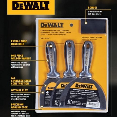 Dewalt Welded Stainless Steel Joint Knife Pack 4/5/6" + Grips - DXTT-3-203