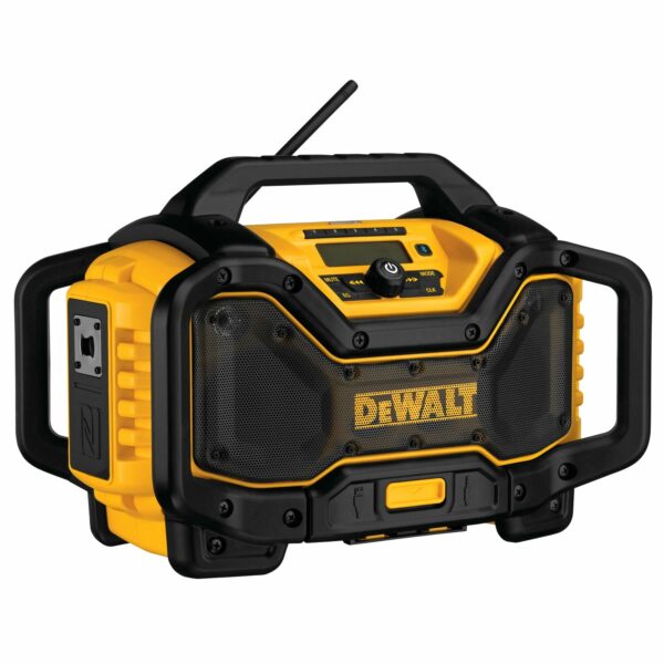 Side View of DEWALT DCR025 20V MAX Portable Radio & Battery Charger