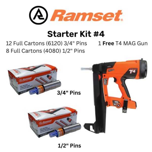 ITW Ramset T4 MAG Tool Set with Dicounted Fasteners in 1/2" & 3/4"